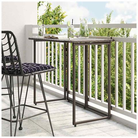 Tavolo Pieghevole da Giardino Marrone 90x51x75 cm Polyrattan - Foto 2