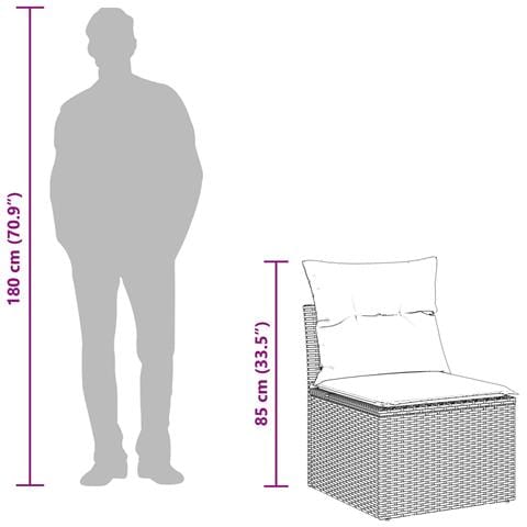 Set Divano da Giardino in 11 Pezzi con Cuscini Rattan Polietilene Nero Acacia,  Set da Pranzo da Giardino in 3 Pezzi con Cuscini Rattan Polietilene Nero Acacia - Foto 2