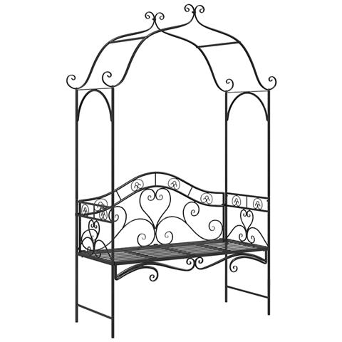 Panchina da esterno nera Nera Metallo Grande Intarsi decorativi - Foto 1