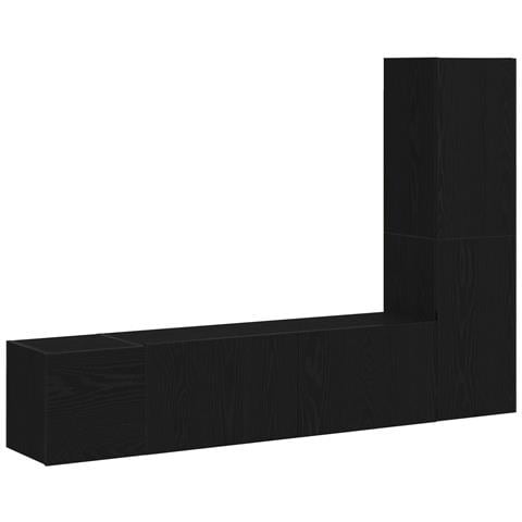 Set di mobili TV da parete 3 pezzi Nero Rovere in legno ingegnerizzato - Foto 1