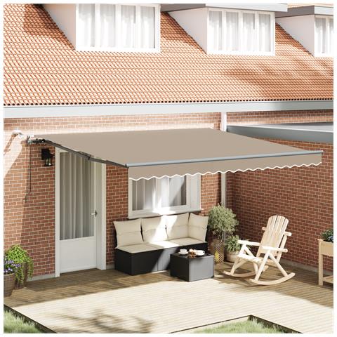 Tenda Retrattile Automatica con LED Beige 400x350 cm, Tessuto di ricambio per tenda  4x3.5 m Beige - Foto 2