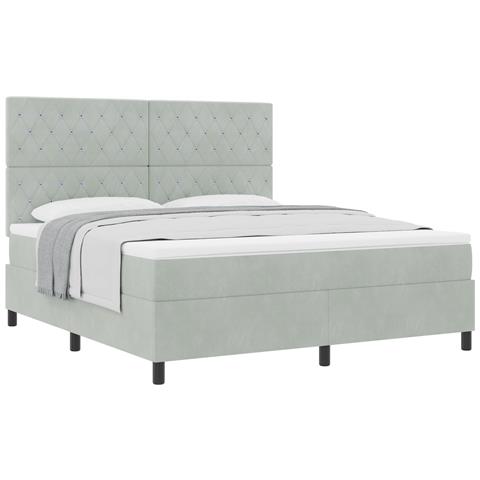 Letto a Castello con Materasso Grigio Chiaro Super King in Velluto - Foto 1