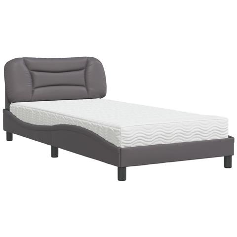 Letto Materasso Grigio 100x200 cm in Similpelle - Foto 1