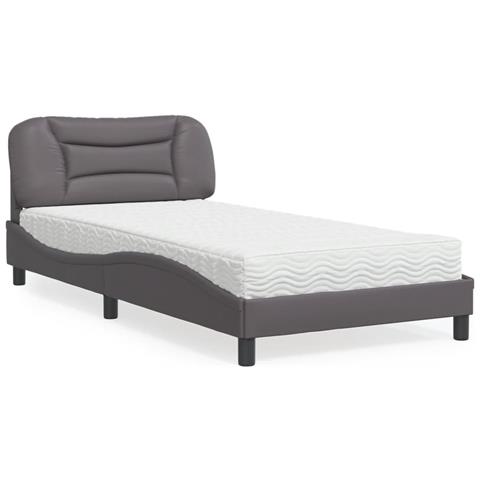 Letto Materasso Grigio 100x200 cm in Similpelle - Foto 2