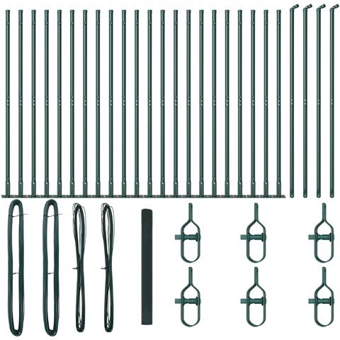 Recinzione in Filo Saldato con 13 Pali Flangiati Verde 1.5x50 m Acciaio - Foto 1