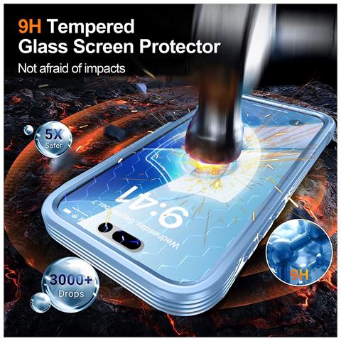 Custodia Per Iphone 17 Pro In Vetro Temperato 9h Antiurto Con Protezione Completa E Ricarica Magnetica Wireless - Foto 2
