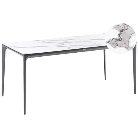 Tavolo Da Pranzo Da Giardino Sovareto 180 Cm 90 Cm Effetto Marmo Marmo Bianco - Foto 2