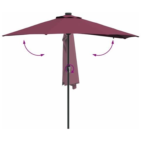 Ombrello da giardino Rosso bordò 294 x 150 x 223 cm Tessuto - Foto 9