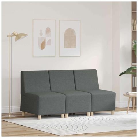 Unità di Divano Modulare Senza Braccioli 3 pcs Grigio scuro - Foto 2