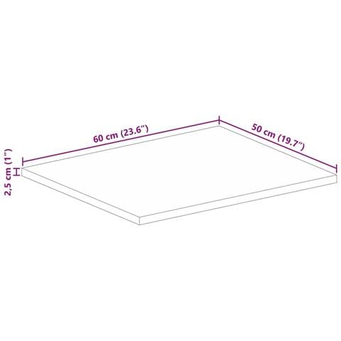 Piano per Tavolo 60x50x2,5cm Rettangolare Legno di Mango Grezzo - Foto 9