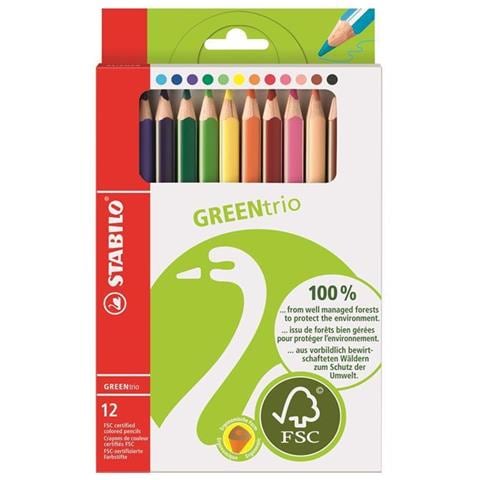 GREENtrio - Matita colorata triangolare Ecosostenibile - Astuccio da 12 - Colori assortiti - Foto 1