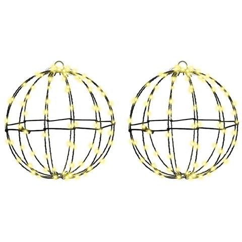 Palla con 192 LED 2 pcs Bianco caldo 30 cm Metallo - Foto 1