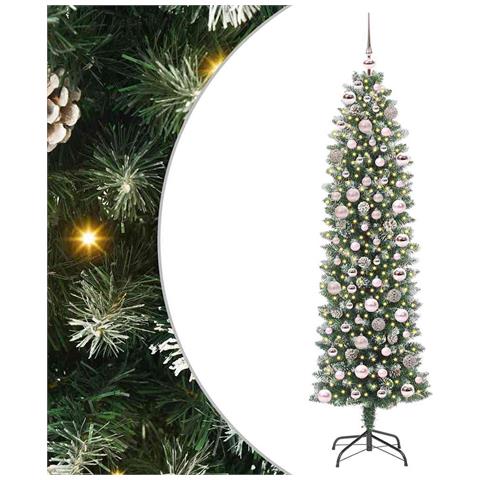 Albero di Natale Artificiale Sottile Verde e Bianco 180 cm - Foto 1