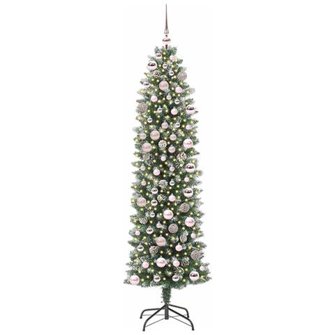 Albero di Natale Artificiale Sottile Verde e Bianco 180 cm - Foto 2