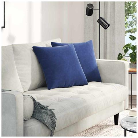 Cuscini da Divano 2 pcs Blu Polizia 45 x 45 cm Tessuto in Cords - Foto 2