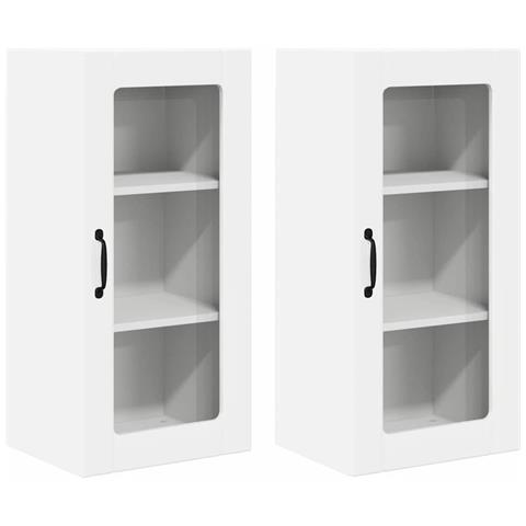 Pensile cucina con porta 2 pcs Bianco Lucido 40 x 31 x 80 cm - Foto 1