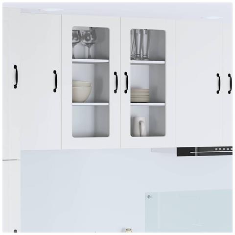 Pensile cucina con porta 2 pcs Bianco Lucido 40 x 31 x 80 cm - Foto 2