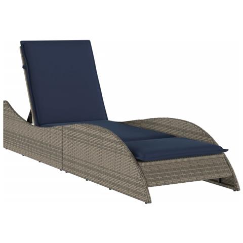 Lettino Prendisole con Cuscino Grigio 60x205x73 cm in Polyrattan - Foto 1
