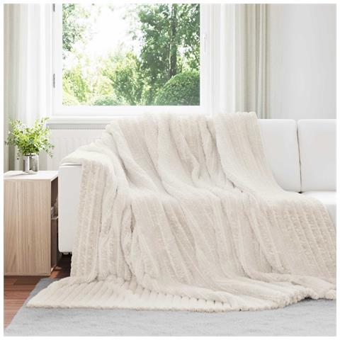 Coperta Crema 240 x 220 cm Panno - Foto 2