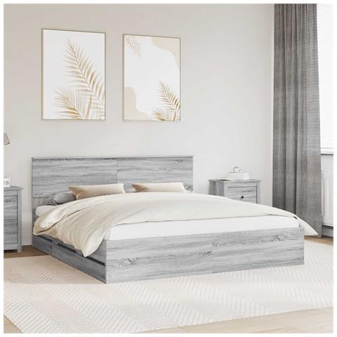 Struttura del letto con cassetto Grigio Sonoma 200 x 200 cm - Foto 2