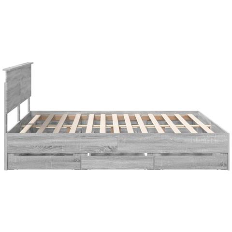 Struttura del letto con cassetto Grigio Sonoma 200 x 200 cm - Foto 9