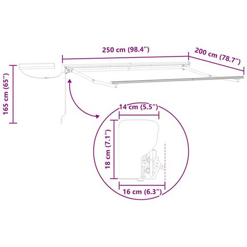 Struttura della tenda elettrica retrattile Antracite 2,5 x 2 m - Foto 9