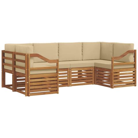 Set divani con cuscino 20 pcs Naturale Legno di Acacia Massello - Foto 1