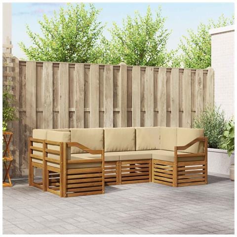 Set divani con cuscino 20 pcs Naturale Legno di Acacia Massello - Foto 2