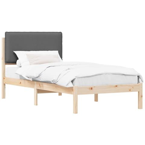 Letto con Testiera Rivestita Marrone e grigio scuro 90 x 200 cm - Foto 1