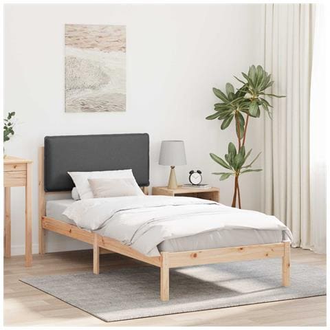 Letto con Testiera Rivestita Marrone e grigio scuro 90 x 200 cm - Foto 2