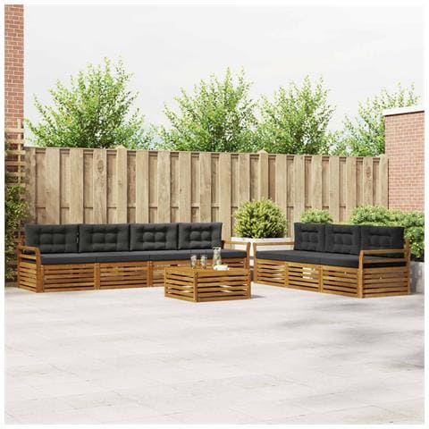 Set di divani da esterno con cuscino 8 pcs Naturale e Antracite - Foto 2