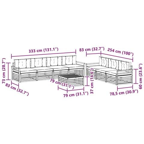 Set di divani da esterno con cuscino 8 pcs Naturale e Antracite - Foto 9