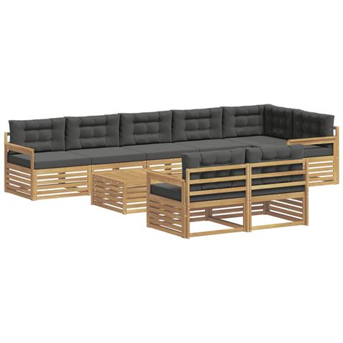 Set di divani da esterno 9 pcs Bianco e Antracite Poliestere - Foto 1