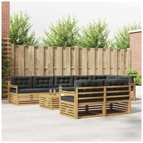 Set di divani da esterno 9 pcs Bianco e Antracite Poliestere - Foto 2