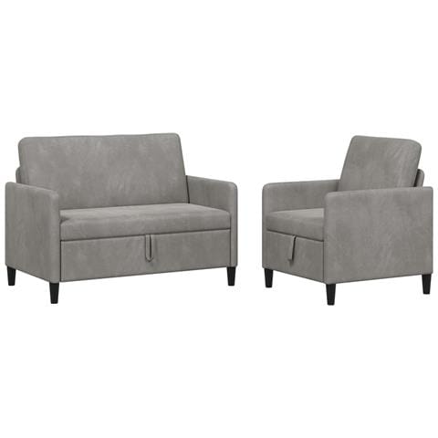 Set di Divani con Storage 2 pz Grigio Chiaro Poliestere - Foto 1