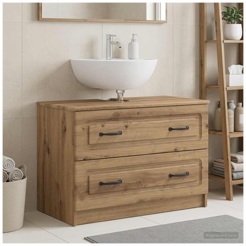 Armadio per Lavabo da Bagno UTRECHT Rovere Artigianale - Foto 2