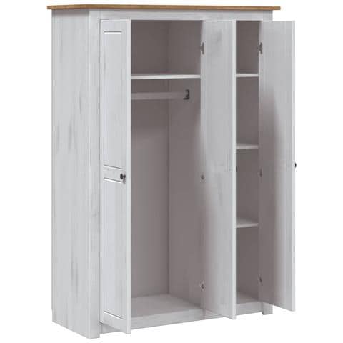 Armadio A 3 Ante Bianco 118x50x171,5cm In Pino Panama Range - Foto 2
