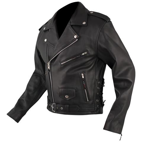 Chiodo Giacca Giubbotto Giubbino Pelle Moto Classico Lacci Nero L - Foto 5