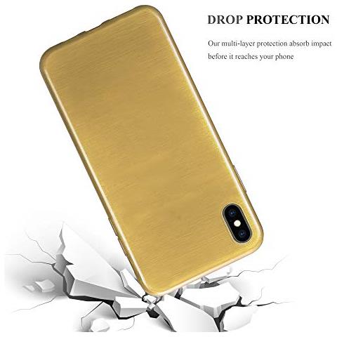 Custodia Compatibile Con Apple Iphone Xs Max In Oro - Coperchio Protettivo In Silicone Tpu Flessibile Con Design Spazzolato - Foto 2