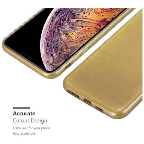 Custodia Compatibile Con Apple Iphone Xs Max In Oro - Coperchio Protettivo In Silicone Tpu Flessibile Con Design Spazzolato - Foto 9
