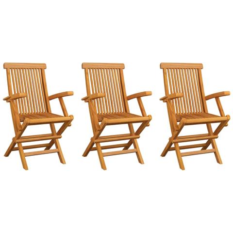 Sedie da Giardino con Cuscini Rossi 3 pz in Massello di Teak - Foto 2