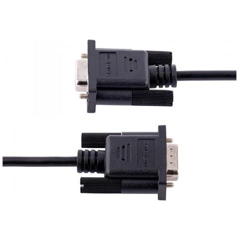 Cavo Seriale Null Modem RS232 da 3 m - Cavo Seriale Crossover con Schermatura in Alluminio - Cavo COM Connettore DB9 da Femmina a Maschio - Compatibile con Dispositivi DTE - Nero - Foto 2