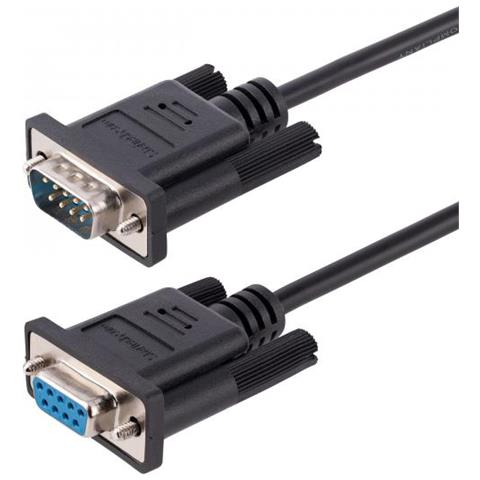 Cavo Seriale Null Modem RS232 da 3 m - Cavo Seriale Crossover con Schermatura in Alluminio - Cavo COM Connettore DB9 da Femmina a Maschio - Compatibile con Dispositivi DTE - Nero - Foto 1