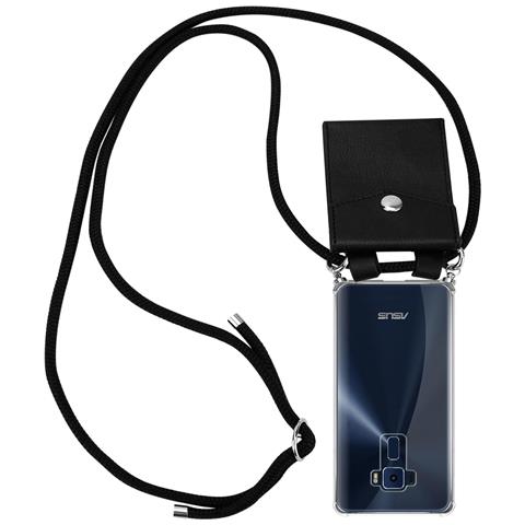 Catena Di Telefoni Cellulari Compatibile Con Asus Zenfone 3 (5,2"" Zoll) In Nero - Coperchio Protettivo In Silicone Con Anelli D'argento, Cinturino In Corda E Custodia Staccabile - Foto 1