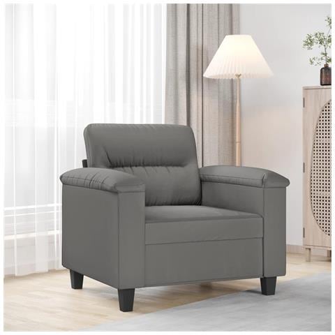 Poltrona Grigio Scuro 60 Cm In Tessuto Microfibra - Foto 1