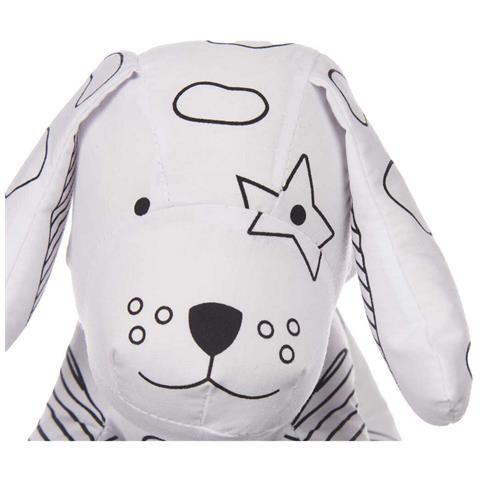 Peluche Da Colorare Bianco Nero Stoffa 13 X 14 X 20 Cm Cane (8 Unità) - Foto 2