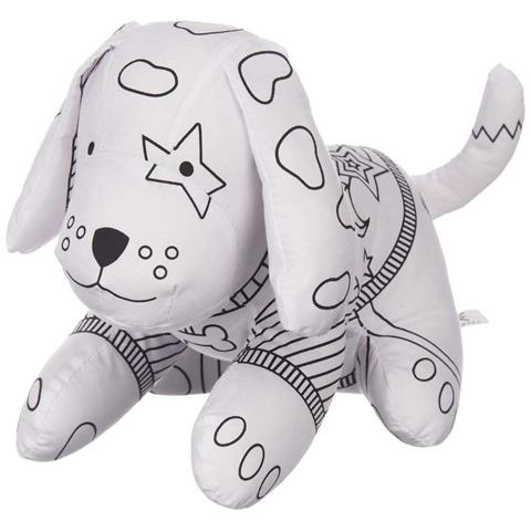 Peluche Da Colorare Bianco Nero Stoffa 13 X 14 X 20 Cm Cane (8 Unità) - Foto 4