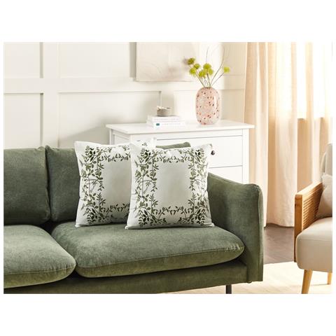 Set Di 2 Cuscini Zaleya Cotone 45 X 45 Cm Bianco Trama Floreale - Foto 1