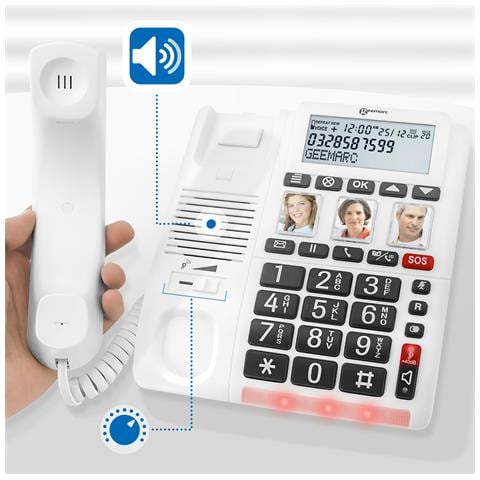 Telefono Senior Cl900 Funzione Chiamate Di Emergenza E Bracciale Sos, Bianco - Foto 2