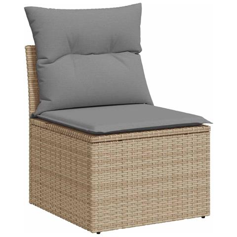 Set Divano Da Giardino 9 Pz Con Cuscini Beige In Polyrattan - Foto 10
